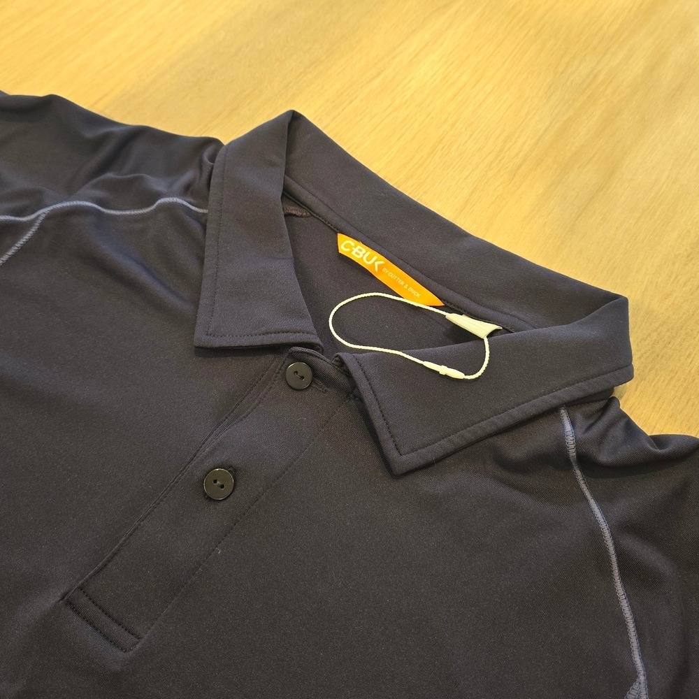 NWOT Cutter & Buck Mens Polo Shirt XL Solid Navy Blue Performance Golf Towboat